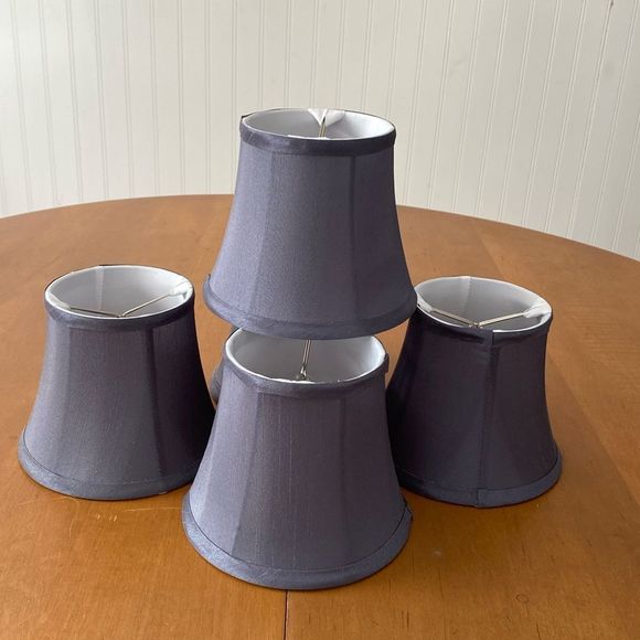 Chandelier Light Shades Set Of 5 Clip On Faux Silk Gray - Picture 3 of 6